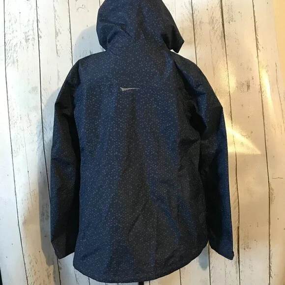 Paradox lightweight rain jacket with hood. Navy with allover pattern.  Size XL - Picture 2 of 11